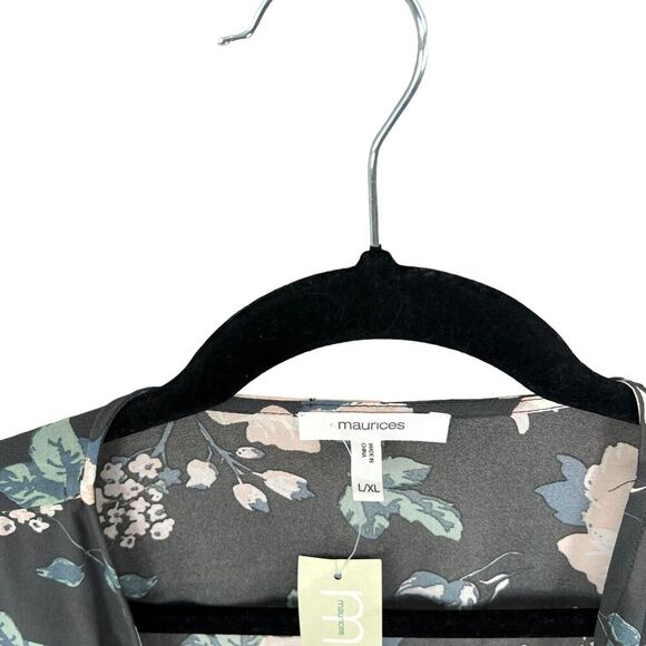 Maurices Womens Kimono Floral Semi Sheer Open Front Short Sleeves Gray Size L-XL - Picture 3 of 5